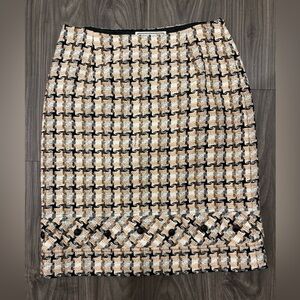 Carlisle Cream, Pink & Black Embellished Pencil Skirt